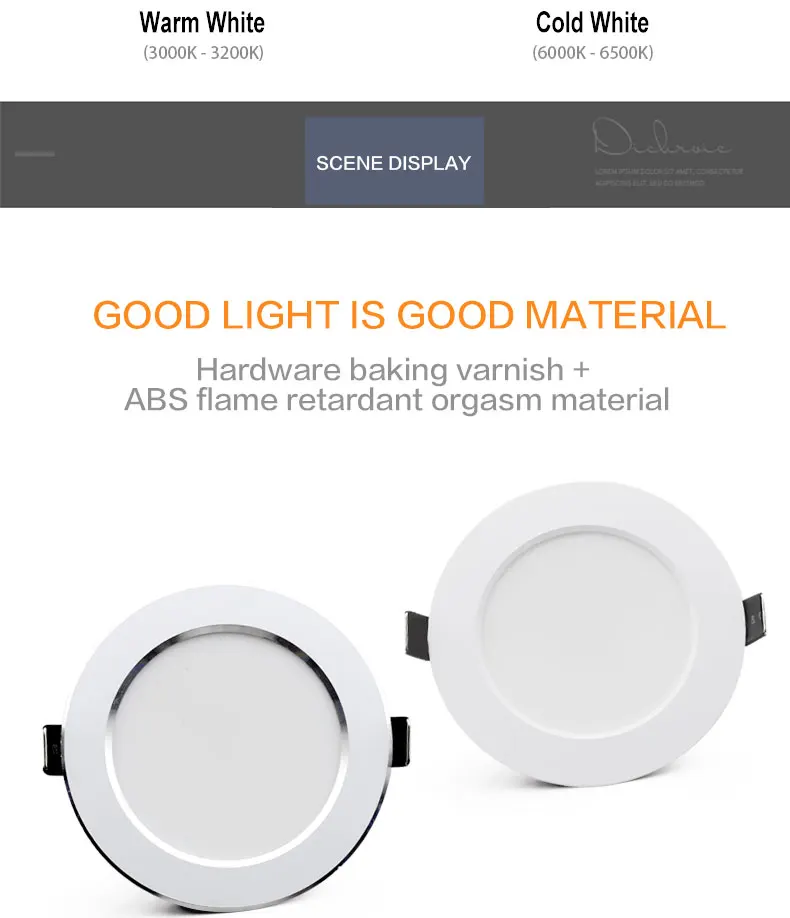 10PCS/lot LED Downlight 7W 9W 12W 15W 18W AC 220V Round Recessed Warm Cold White LED Ceiling Spot Light Down Light For Bathroom