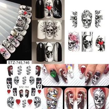25pcs/lot Halloween Nail Stickers Set Mixed Floral Skeleton Sexy Beauty Nail Art Water Transfer Decals Tattoos Sliders Manicure
25pcs/lot Halloween Nail Stickers Set Mixed Floral Skeleton Sexy Beauty Nail Art Water Transfer Decals Tattoos Sliders Manicure