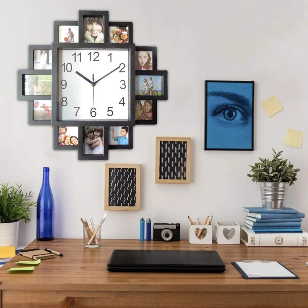 Generic Large Wall Clock Photo Frame Modern Design 3d Clocks Living