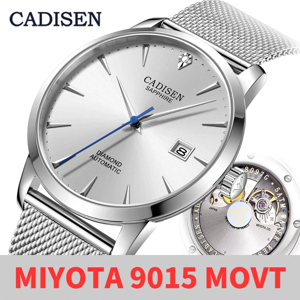 

CADISEN Brand Automatic Mechanical Men Watch Business Casual Waterproof MIYOTA 9015 Male Sapphire Wrist Watch Relogio Masculino