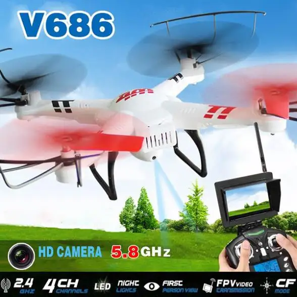 

WL Toys V686 V686G 5.8G FPV Live 720P Video with 2MP HD Camera 2.4G 4CH 6-Axis GYRO RTF RC Quadcopter Ar Drone H9D X8G X8W H12C