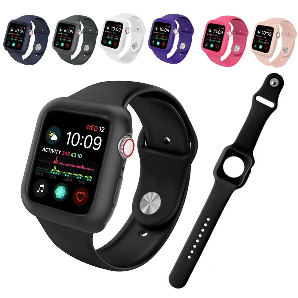 For Apple Watch Series 5 4 3 2 1 band with Case Replacement Silicone Straps Case Cover For iWatch 38mm 40mm 42mm 44mm Watchband
For Apple Watch Series 5 4 3 2 1 band with Case Replacement Silicone Straps Case Cover For iWatch 38mm 40mm 42mm 44mm Watchband