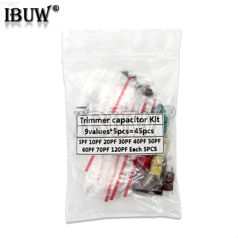 45pcs Variable Trimmer capacitor Assorted Kit JML06 5pf 10pf 20pf 30pf 40pf 50pf 60pf 70pf 120pf Adjustable capacitors set pack
45pcs Variable Trimmer capacitor Assorted Kit JML06 5pf 10pf 20pf 30pf 40pf 50pf 60pf 70pf 120pf Adjustable capacitors set pack