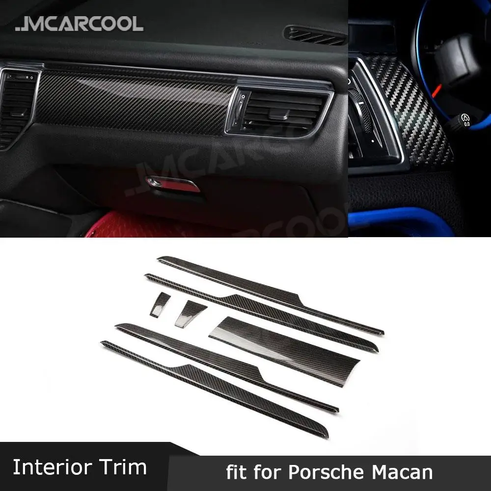 

Dry Carbon Fiber Car Dashboard Panel Garnish Cover Door Handle Interior Trim Stickers for Porsche Macan 2014-2019 Car Styling