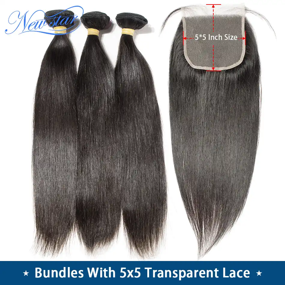 11a Straight Hair With Transparent 5x5 Lace Closure New Star