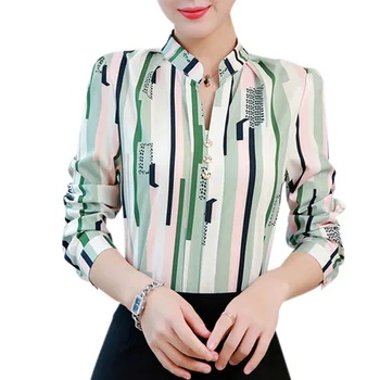 Women Breathable Chiffon Blouse Long Sleeve Top Striped Print Shirt Slim Blouse S-XL
Women Breathable Chiffon Blouse Long Sleeve Top Striped Print Shirt Slim Blouse S-XL