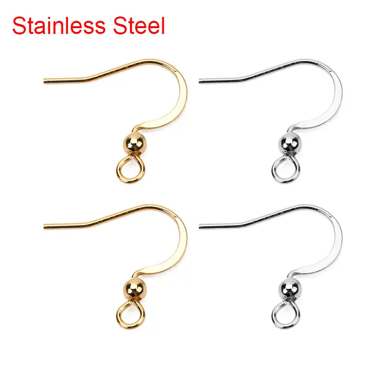 50pcs Stainless Steel Hypoallergenic Earring Hooks 17*20mm Gold Color Clasp Wire Diy Jewelry Making Findings Accessories | Украшения и