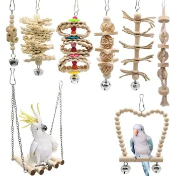 8 Pcs/set Bird Parrot Swing Chew Toys Natural Wood Hanging Bell Birds Cage Decor
8 Pcs/set Bird Parrot Swing Chew Toys Natural Wood Hanging Bell Birds Cage Decor