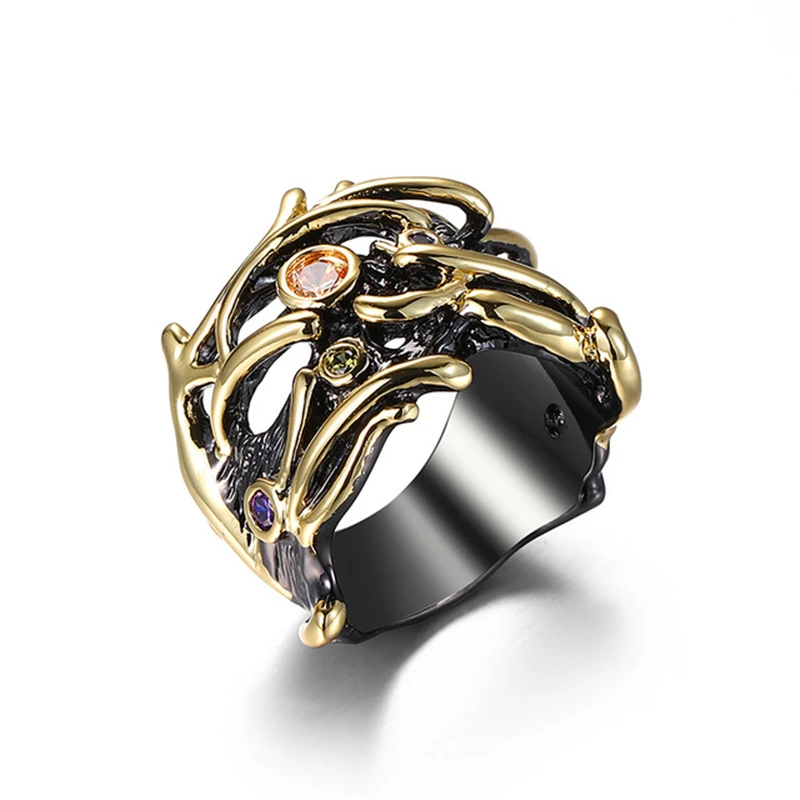 2020 New Exaggeration Ring For Women Gothic Unique Black Gold Color Party Gift CZ Street Fashion Jewel Anillos Mujer Ringen
2020 New Exaggeration Ring For Women Gothic Unique Black Gold Color Party Gift CZ Street Fashion Jewel Anillos Mujer Ringen