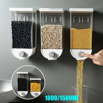 1500ML/1000ML Kitchen Wall-mounted Oatmeal Cereal Storage Box Dispenser Sealed Food Storage Container Snack Storage Tank Grain
1500ML/1000ML Kitchen Wall-mounted Oatmeal Cereal Storage Box Dispenser Sealed Food Storage Container Snack Storage Tank Grain