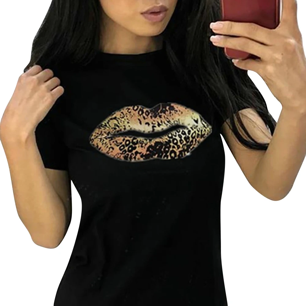 Leopard Print Top Short Sleeve tshirt Casual T Shirt Women White T Shirts harajuku T-Shirt Summer Basic Tops Lips Shirt camiseta
Leopard Print Top Short Sleeve tshirt Casual T Shirt Women White T Shirts harajuku T-Shirt Summer Basic Tops Lips Shirt camiseta
