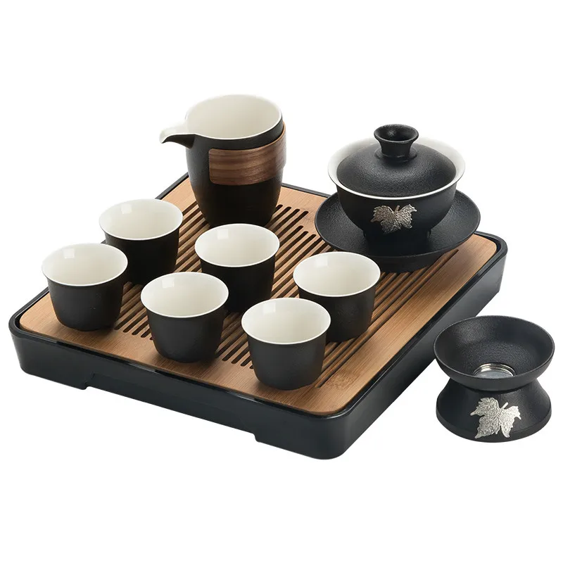 Chinese Kung Fu Tea Set Household Japanese Style Simple Ceramic Black Pottery Office Tea Brewing Tea Cup Teapot Cover Bowl Set
Chinese Kung Fu Tea Set Household Japanese Style Simple Ceramic Black Pottery Office Tea Brewing Tea Cup Teapot Cover Bowl Set
