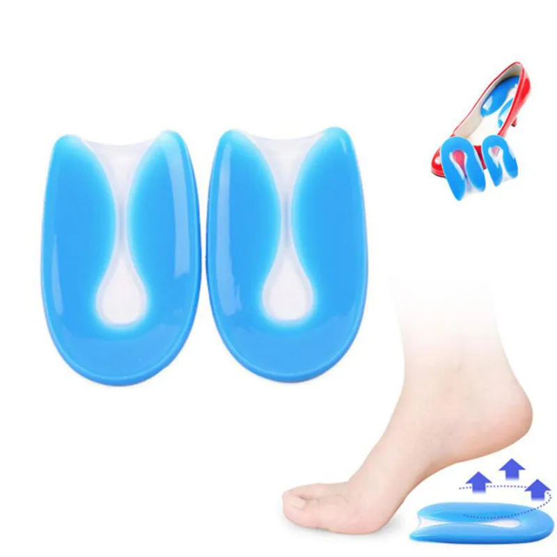 

1Pair Foot Pain Relief Silicone Gel U-Shape Plantar Fasciitis Heel Protector Heel Spur Cushion Pad Shoe Insert Insole Men Women