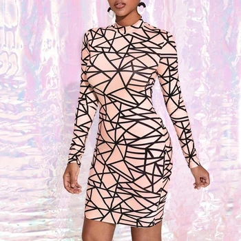 Geometric Print Mini Bodycon Dress Mock Neck Long Sleeve Mesh Dress Sexy Night Club Dresses robes vestidos cortos
Geometric Print Mini Bodycon Dress Mock Neck Long Sleeve Mesh Dress Sexy Night Club Dresses robes vestidos cortos