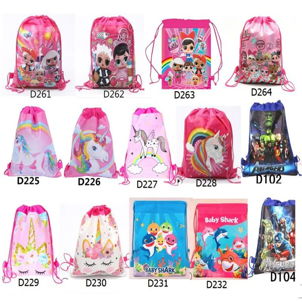 Cartoon Drawstring Bags Surprise Girls Baby Shark Unicorn Avenger Backpack Double-sided non-woven bundle Pocket Storage Bag X
Cartoon Drawstring Bags Surprise Girls Baby Shark Unicorn Avenger Backpack Double-sided non-woven bundle Pocket Storage Bag X
