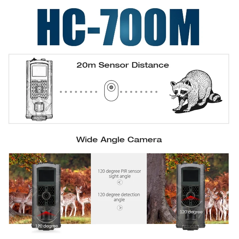 Trail Camera IR Hunting Camera 16MP 2G MMS GPRS 1080p HD HC-700M Hunting Camera IP65 Wildlife 0.5s Animal Photography
Trail Camera IR Hunting Camera 16MP 2G MMS GPRS 1080p HD HC-700M Hunting Camera IP65 Wildlife 0.5s Animal Photography