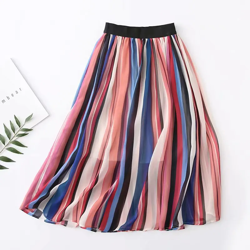 A Generation of Rainbow-colored Stripes Elegant Fried Days Chiffon Mid-length Skirt Entity
A Generation of Rainbow-colored Stripes Elegant Fried Days Chiffon Mid-length Skirt Entity