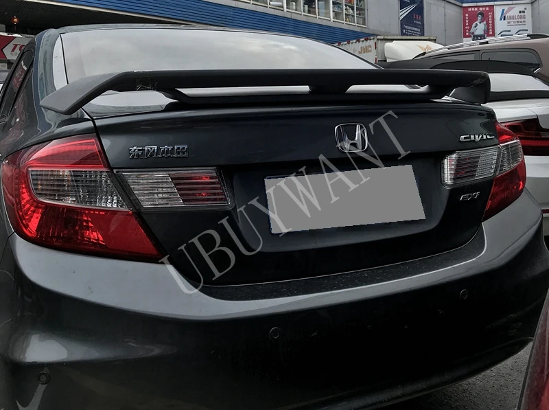 Fit Honda 12-14 Civic Spoiler Rear Trunk Tail Wing Lip 4DR Sedan Primer Unpaint