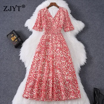 Summer Style Fashion Runway Dress Designers 2020 New Women's V Neck Short Sleeve Vintage Print Aline Midi Holiday Dresses
Summer Style Fashion Runway Dress Designers 2020 New Women's V Neck Short Sleeve Vintage Print Aline Midi Holiday Dresses
