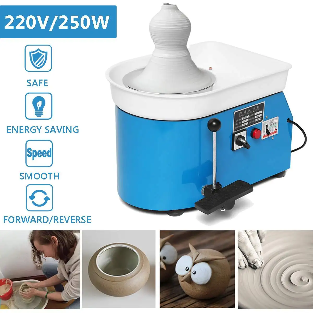 Pottery Forming Machine 220V 250W Electric Pottery Wheel DIY Clay Tool with Tray Flexible Foot Pedal For Ceramic Work Ceramics
Pottery Forming Machine 220V 250W Electric Pottery Wheel DIY Clay Tool with Tray Flexible Foot Pedal For Ceramic Work Ceramics