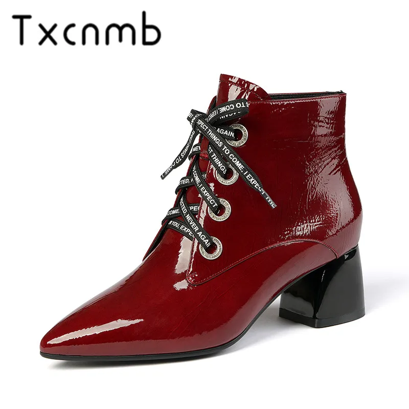 TXCNMB Genuine Leather Women Ankle Boots Corss-tied Autumn Ladies Shoes Woman Pointed Toe Party Prom Ladies 2019 Boots
TXCNMB Genuine Leather Women Ankle Boots Corss-tied Autumn Ladies Shoes Woman Pointed Toe Party Prom Ladies 2019 Boots
