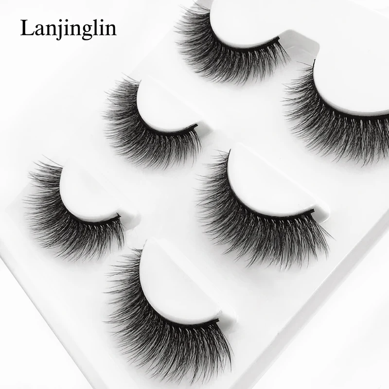 Faux Cils 3 Pairs False Eyelashes Soft Natural Long Wispy Fluffy 3D Mink Lashes Handmade Makeup Tool Extension Fake Eye Lashes 26 H261dce68f2b04e61ac73dbaf3dfe506bF