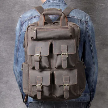 Men Backpack Retro Leather Laptop Backpack Male Schoolbag Travel Bag 2020 Large Capacity First Layer Cowhide Crazy Horse Leather
Men Backpack Retro Leather Laptop Backpack Male Schoolbag Travel Bag 2020 Large Capacity First Layer Cowhide Crazy Horse Leather