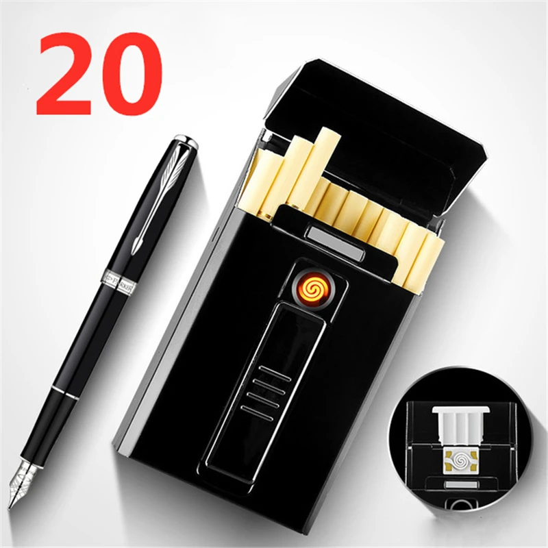 20pcs Capacity Cigarette Case Box with USB Electronic Lighter for Slim Cigarette Waterproof Cigarette Holder Plasma Lighter
20pcs Capacity Cigarette Case Box with USB Electronic Lighter for Slim Cigarette Waterproof Cigarette Holder Plasma Lighter