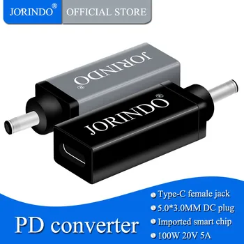 JORINDO Type-C female plug to DC5.0*3.0MM with pin Notebook computer fast charging 100W converter,USB C to DC5010
JORINDO Type-C female plug to DC5.0*3.0MM with pin Notebook computer fast charging 100W converter,USB C to DC5010