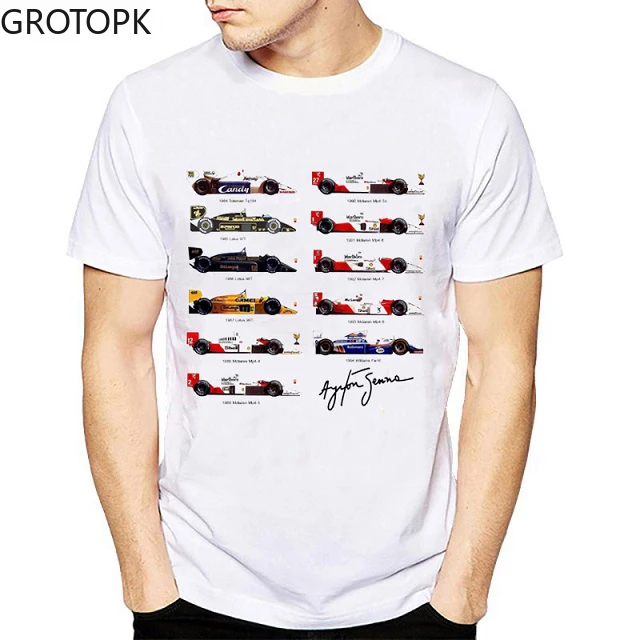 Мужская футболка для фитнеса All Ayrton Senna Sennacars белая Повседневная уличная | Женская
