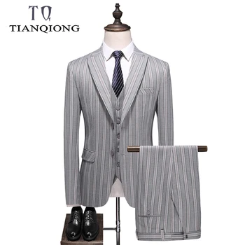 TIAN QIONG 2020 Men's Suit New Fashion Striped Slim Suit Fit 3 Piece Set Mens Wedding Dress Suits Business Costume Homme Mariage
TIAN QIONG 2020 Men's Suit New Fashion Striped Slim Suit Fit 3 Piece Set Mens Wedding Dress Suits Business Costume Homme Mariage