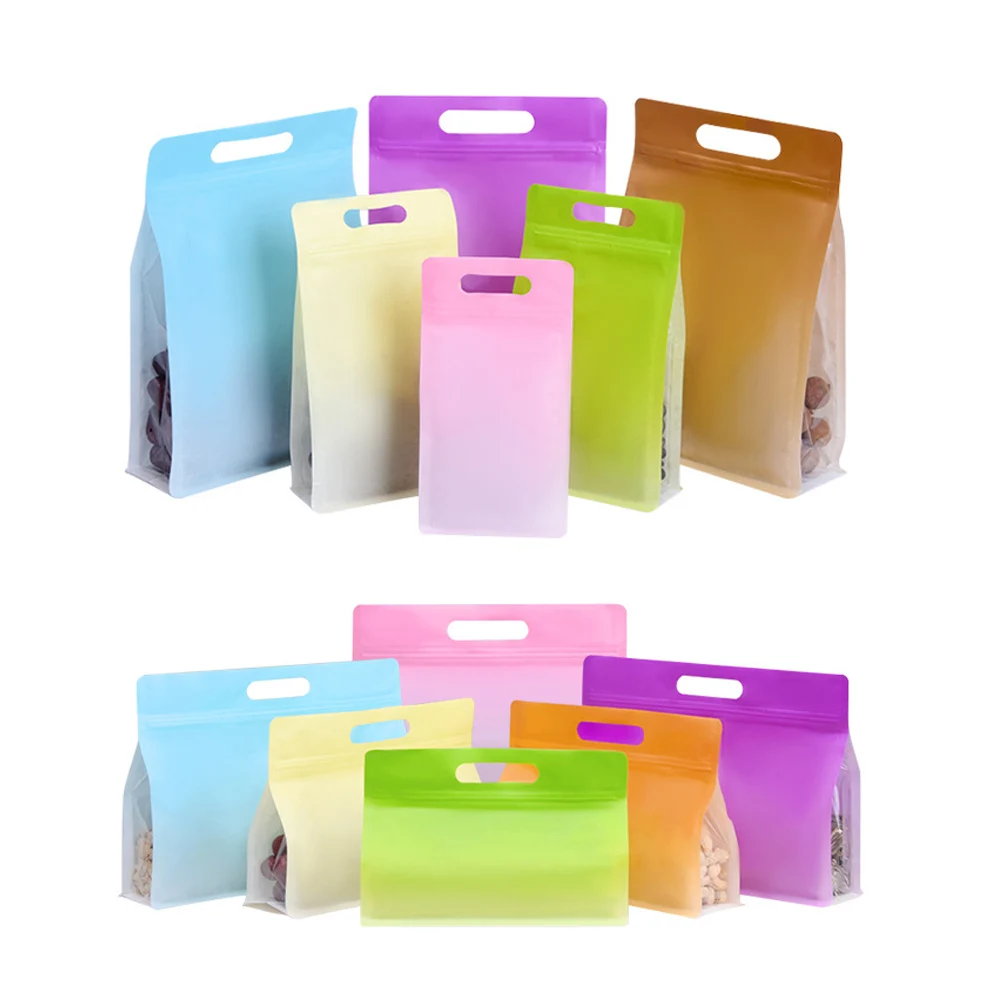 

Portable Matte Plastic Window Zip Lock Pouches Resealable Cookies Bread Fruits Snack Party Wedding Gifts Packaging Bags