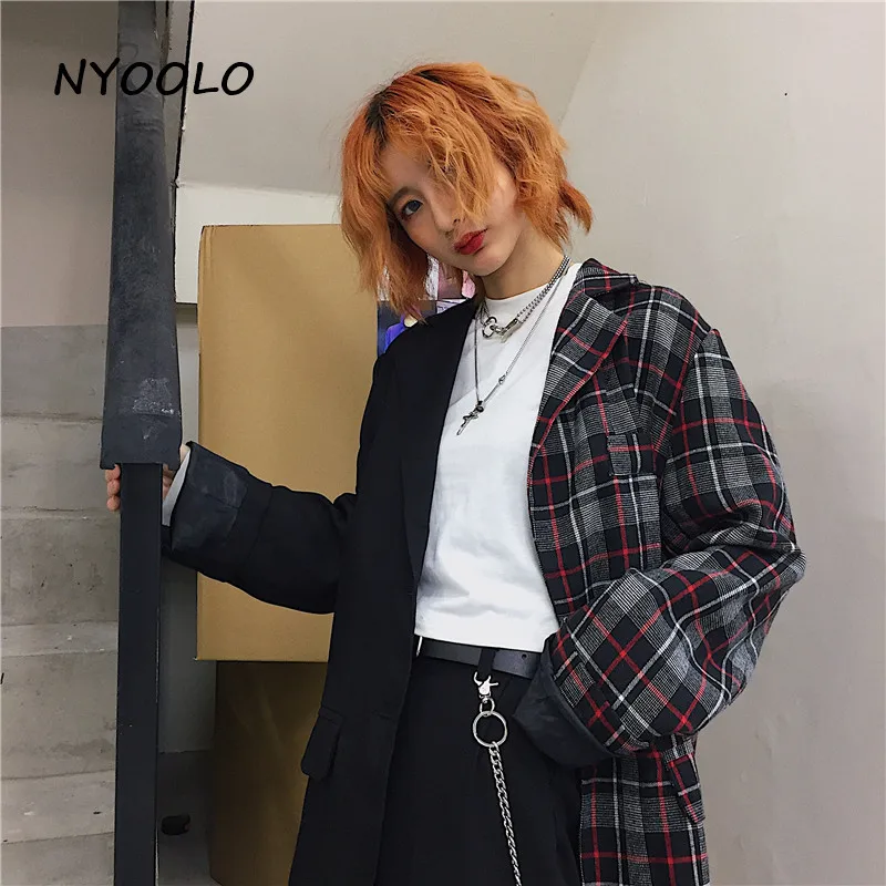 NYOOLO Autumn winter Vintage plaid blazer patchwork outerwear single breasted long sleeve blazer women/men clothing Workwear
NYOOLO Autumn winter Vintage plaid blazer patchwork outerwear single breasted long sleeve blazer women/men clothing Workwear
