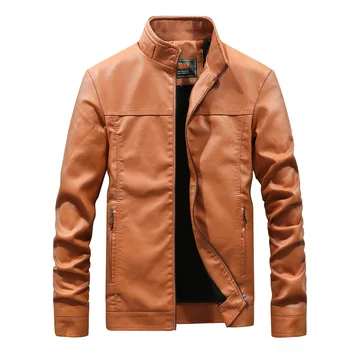 Autumn Man Stand Lead Solid Color Locomotive Pu Skin Loose Coat Will Code Leather Clothing Jacket Male 
Autumn Man Stand Lead Solid Color Locomotive Pu Skin Loose Coat Will Code Leather Clothing Jacket Male