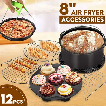 12pcs Set Air Fryer Accessories 8 Inch Fit for Air Fryer 5.2-5.8QT Baking Basket Pizza Plate Grill Pot Kitchen Cooking Tools
12pcs Set Air Fryer Accessories 8 Inch Fit for Air Fryer 5.2-5.8QT Baking Basket Pizza Plate Grill Pot Kitchen Cooking Tools