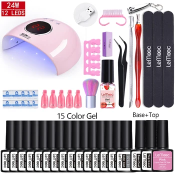 LEMOOC Nail Gel Polish Set Nail Art Tool Set Soak Off Manicuring Tools With UV LED Curing Lamp Base Top Coat All for Manicures 
LEMOOC Nail Gel Polish Set Nail Art Tool Set Soak Off Manicuring Tools With UV LED Curing Lamp Base Top Coat All for Manicures