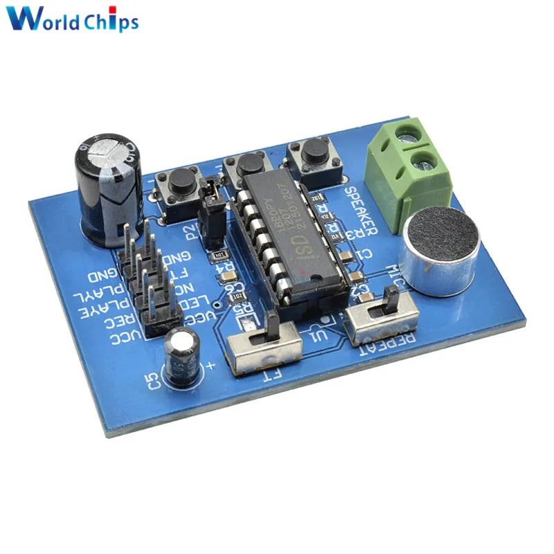 ISD1820 Sound/Voice Board Recording and Playback Module Blue PCB Version On-board Microphone Sound Recording Module
ISD1820 Sound/Voice Board Recording and Playback Module Blue PCB Version On-board Microphone Sound Recording Module