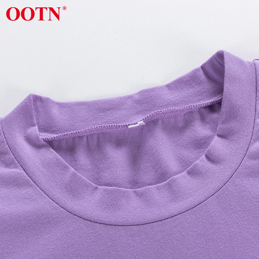 OOTN Elegant Purple T-Shirt Women Puff Sleeve Top Tshirt Ladies Office Work Casual O Ncek Solid Spring Summer Tee T Shirt Femme