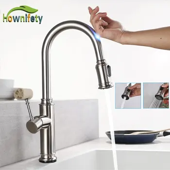 Brushed Nickel Bathroom Kitchen Sensor Faucet Hot & Cold Mixer Tap Sense Crane 2 Functon Modes Pull out Spout Modern torneira
Brushed Nickel Bathroom Kitchen Sensor Faucet Hot & Cold Mixer Tap Sense Crane 2 Functon Modes Pull out Spout Modern torneira