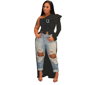 Women Sexy High Low Split Tops Long Puff Sleeve Bow One Shoulder Tops Solid Long T-Shirt
Women Sexy High Low Split Tops Long Puff Sleeve Bow One Shoulder Tops Solid Long T-Shirt