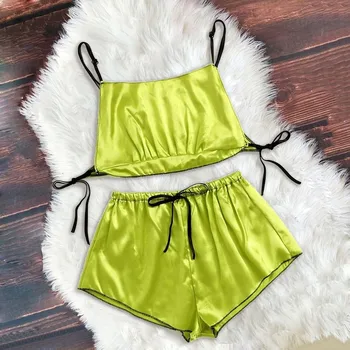 Pyjamas Women Sleepwear Pajamas Women Satin Silk Bowknot Camisole Shorts Set Sleepwear Pajamas Bandage Lingerie пижама пижамы
Pyjamas Women Sleepwear Pajamas Women Satin Silk Bowknot Camisole Shorts Set Sleepwear Pajamas Bandage Lingerie пижама пижамы