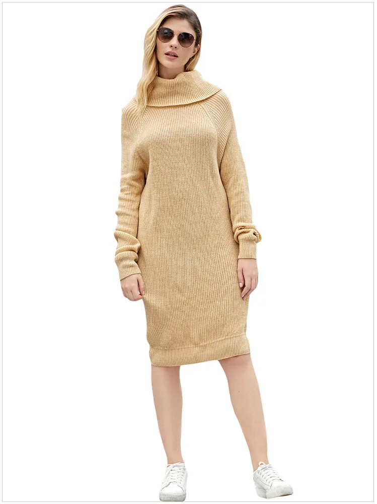 dress pullover ribbed pattern high collar womens knit sweater
