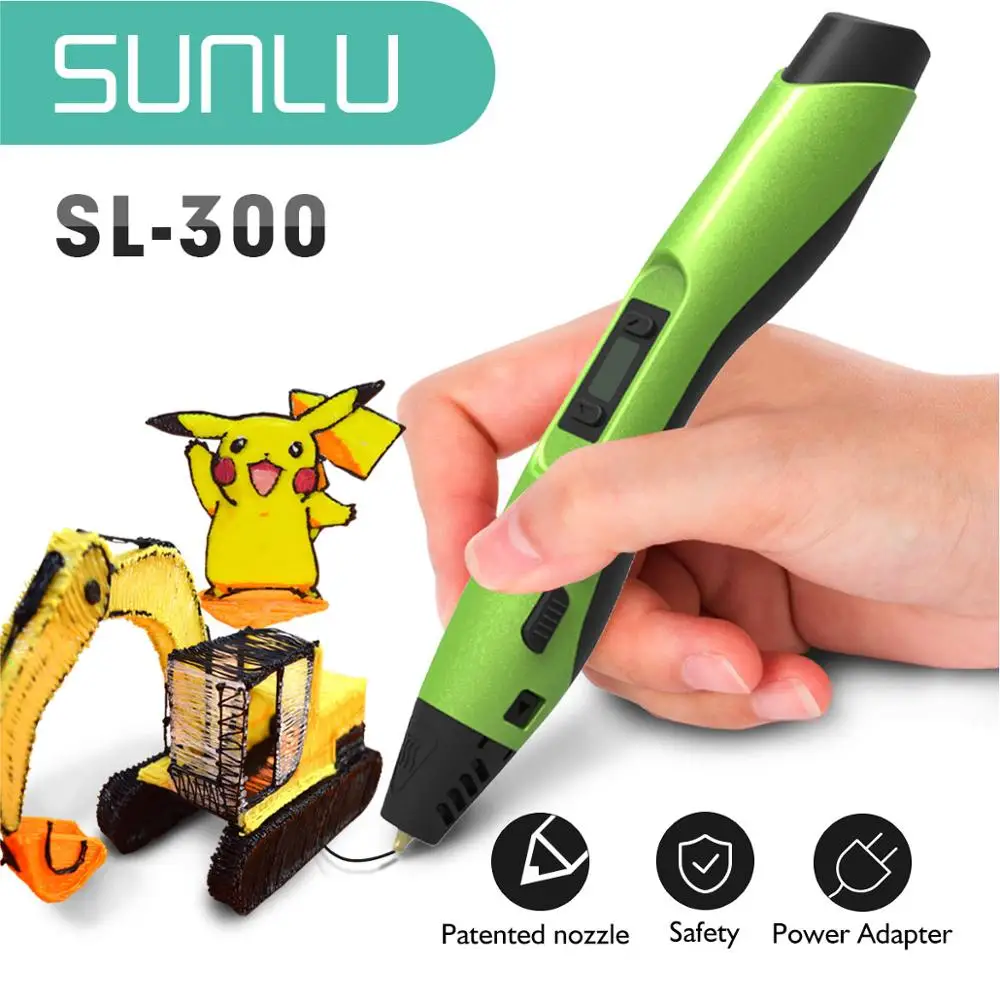 Фото SUNLU 3D Pen SL-300 best DIY gift with Refill PLA/ABS Filament 1.75mm With Intelligent Printing Lcd Screen White Color | Компьютеры и