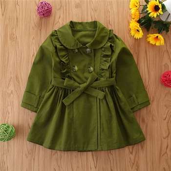 

Melario Toddler Girls Trench Autumn Spring Long Sleeve Fashion Trench Coats Children Solid Outerwear with Sashes Costume 2 6Y