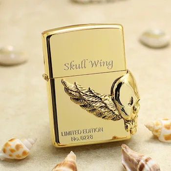 Genuine Zippo oil lighter copper windproof Gold Skull wing carving cigarette Kerosene lighter Gift With anti-counterfeiting code
Genuine Zippo oil lighter copper windproof Gold Skull wing carving cigarette Kerosene lighter Gift With anti-counterfeiting code