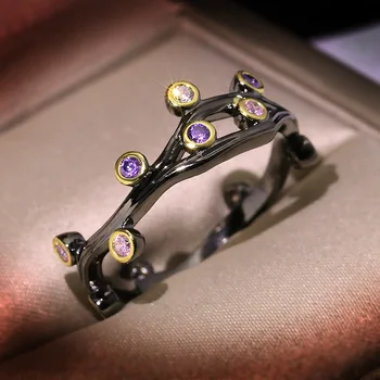 Unique Design Delicate Block Gold Color Branches Rings for Women Shine Purple Zircon Inlaid Wedding Ring Jewelry 
Unique Design Delicate Block Gold Color Branches Rings for Women Shine Purple Zircon Inlaid Wedding Ring Jewelry