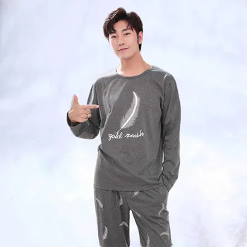 For Men Sleepwear Suit homewear 4XL Men Pure Full Cotton Pajamas 2019 Spring Men Pajamas long Sleeve Male Pajama Set 
For Men Sleepwear Suit homewear 4XL Men Pure Full Cotton Pajamas 2019 Spring Men Pajamas long Sleeve Male Pajama Set
