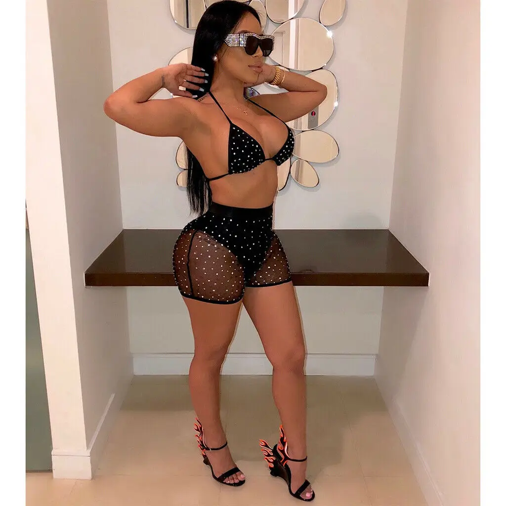 Summer Sexy Women Rhinestone Crystal Swim Suits Diamond Push-up Halter Bandage Bikini Set Bathing Suit Swimsuit Swimwear Clothes
Summer Sexy Women Rhinestone Crystal Swim Suits Diamond Push-up Halter Bandage Bikini Set Bathing Suit Swimsuit Swimwear Clothes