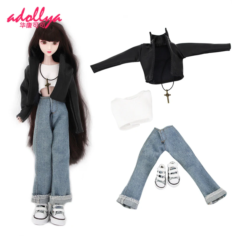 Аксессуары для кукол Adollya BJD джинсовое кожаное пальто 1/6 Одежда куклы 5 см