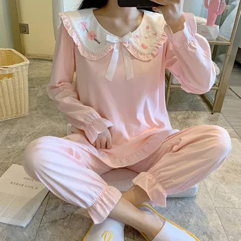 2020 Spring Autumn Sweet Princess Cotton Pajama Sets Women Long Sleeve Sleepwear Suit Pyjamas Homewear Pijama Mujer Home Clothes
2020 Spring Autumn Sweet Princess Cotton Pajama Sets Women Long Sleeve Sleepwear Suit Pyjamas Homewear Pijama Mujer Home Clothes